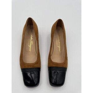 Salvatore Ferragamo Boutique Ballet Flats Women's 8 Brown/Black Square Toe Shoes